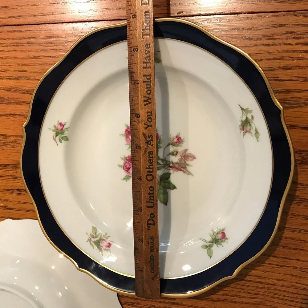 Rare‎ Vintage Lindner Kueps Bavaria Two Shallow Bowls22K Gold Trim Porcelain